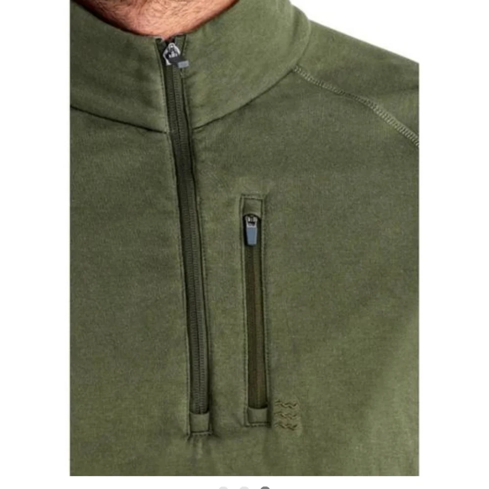 Free Fly Men's Gallatin Green Heritage Quarter-Zip Pullover Medium Fleece